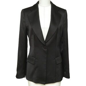 GIORGIO ARMANI Black Blazer Jacket Coat Button Long Sleeve Silk Clothing Sz 40